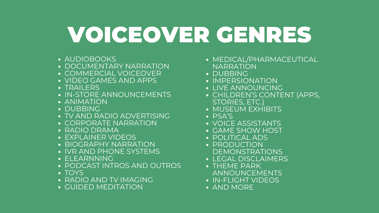 list of voiceover genres